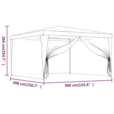 vidaXL Šator za zabave s 4 mrežasta bočna zida zeleni 4 x 4 m HDPE