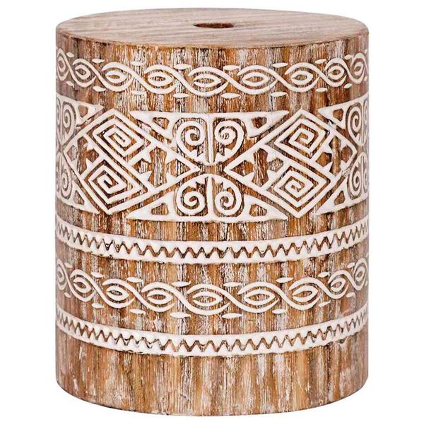 vidaXL Baza za suncobran Bijeli oprani Ø34 x 40 cm Čvrsto drvo