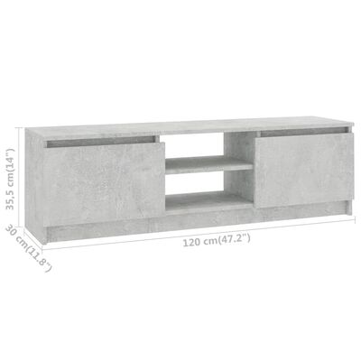 vidaXL TV ormarić od iverice siva boja betona 120 x 30 x 35,5 cm