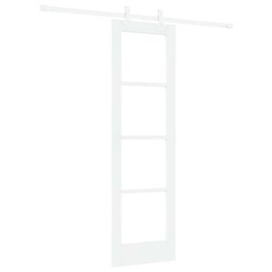 vidaXL Klizna vrata 61 x 198,5 cm Masivna borovina i staklo Bijela