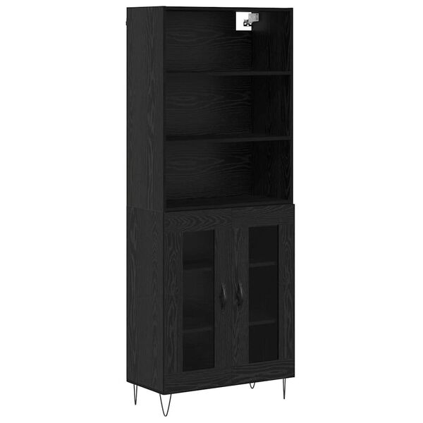 vidaXL Highboard 2 pcs Crni hrast Konstruirano drvo