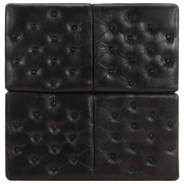 vidaXL Tabure crni 80 x 80 x 43 cm od prave kože