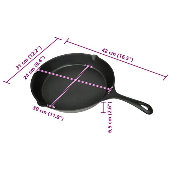 vidaXL Grill Tava Lijevano Željezo 30 cm Okrugla