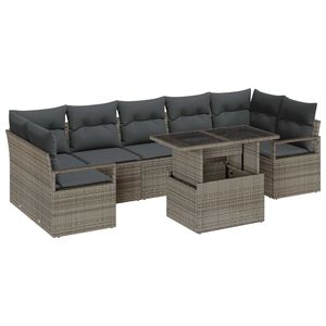 vidaXL Sjedeća garnitura za vrt s pohranom 8 pcs Siva Poli ratan