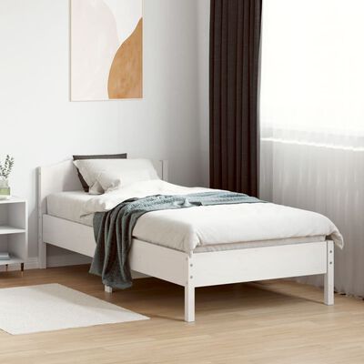 vidaXL Okvir kreveta s uzglavljem bijeli 75x190 cm od borovine