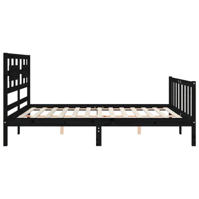 vidaXL Okvir kreveta s uzglavljem crni 160 x 200 cm od masivnog drva