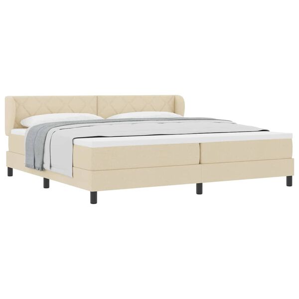 vidaXL Boxspring krevet s madracem Krema 200 x 200 cm tkanina