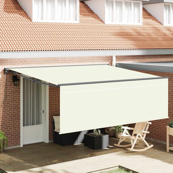 vidaXL Skrovita tenda Krema 400 &times; 300 cm Poliester i aluminij