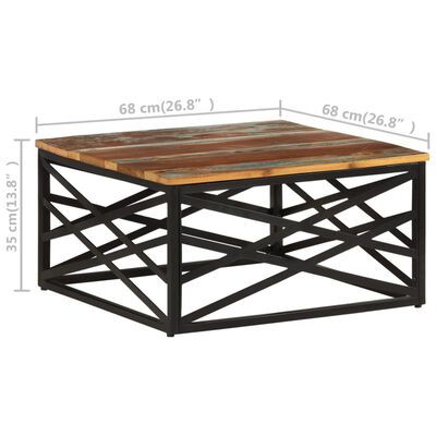 vidaXL Stolić za kavu 68 x 68 x 35 cm od masivnog obnovljenog drva