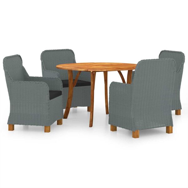 vidaXL 5-dijelni vrtni blagovaonski set svjetlosivi