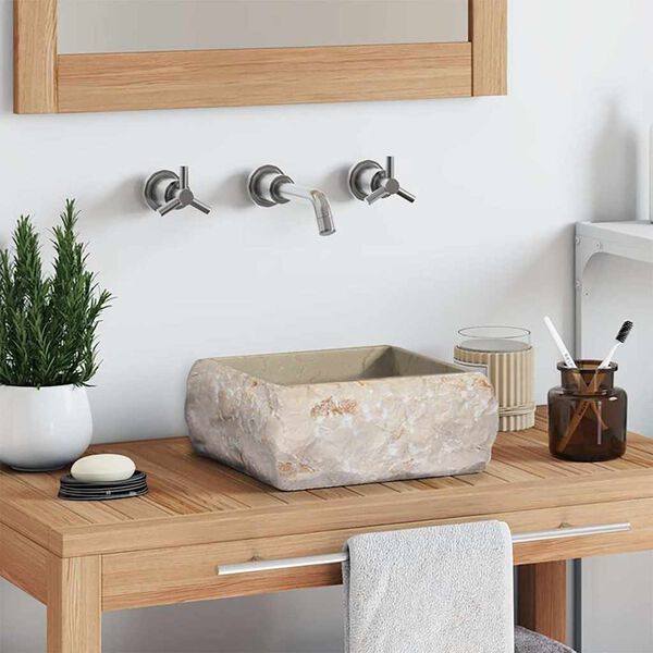 vidaXL Umivaonik krem 30 x 30 x 13 cm mramorni