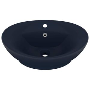 vidaXL Luksuzni ovalni umivaonik mat tamnoplavi 58,5 x 39 cm keramički