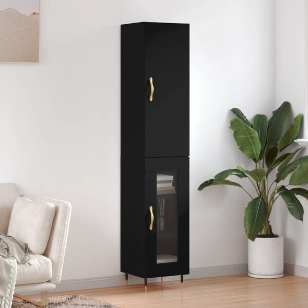 vidaXL Visoka komoda crna 34,5 x 34 x 180 cm od konstruiranog drva