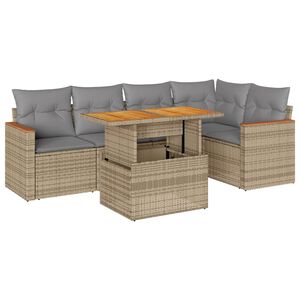 vidaXL 6-dijelni set vrtnih sofa s jastucima bež od poliratana bagrem