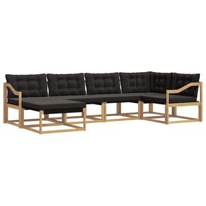 vidaXL Set vanjskih sofa 6 kom. Bijela i crna Čvrsto drvo akacije