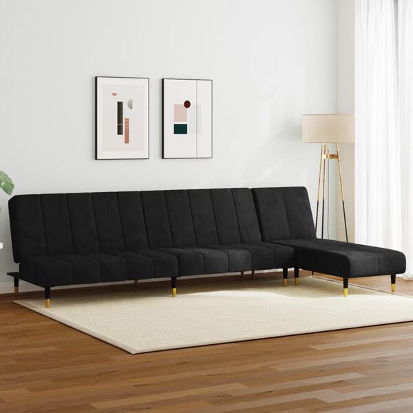 vidaXL 2-dijelni set sofa crni baršunasti