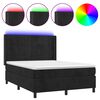 vidaXL Krevet box spring s madracem LED crni 140x200 cm bar&scaron;un