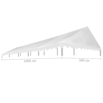 vidaXL Krov za šator za zabave 5 x 10 m bijeli 450 g/m²