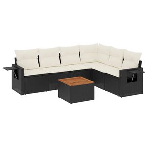 vidaXL 7-dijelni set vrtnih sofa od poliratana s jastucima crni