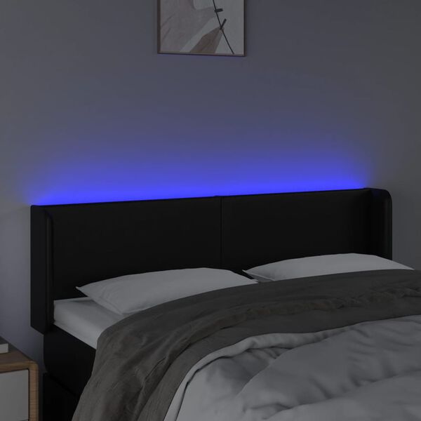 vidaXL LED uzglavlje crno 147x16x78/88 cm od umjetne kože