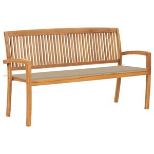 vidaXL Složiva vrtna klupa s jastukom 159 cm od masovne tikovine
