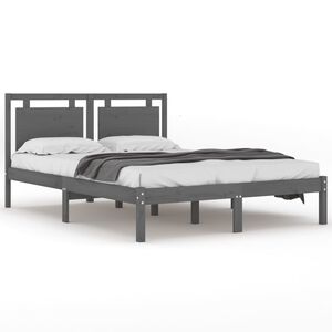 vidaXL Okvir za krevet od masivne borovine sivi 200 x 200 cm