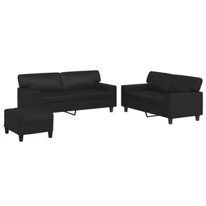 vidaXL 3-dijelni set sofa crna od umjetne kože