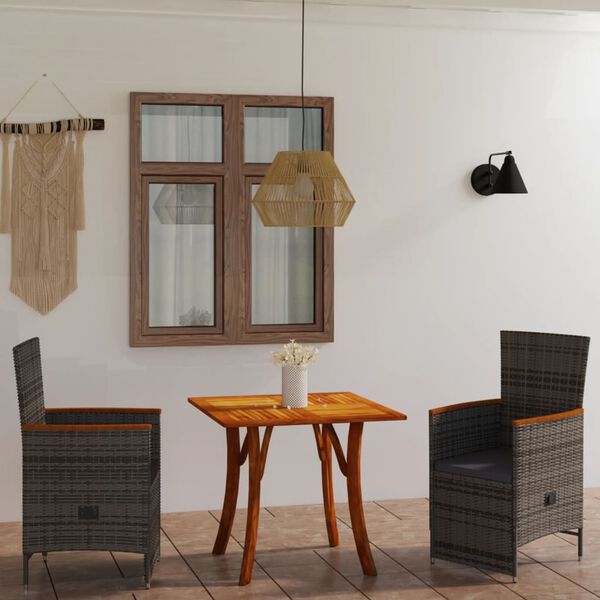 vidaXL 3-dijelni vrtni blagovaonski set sivi