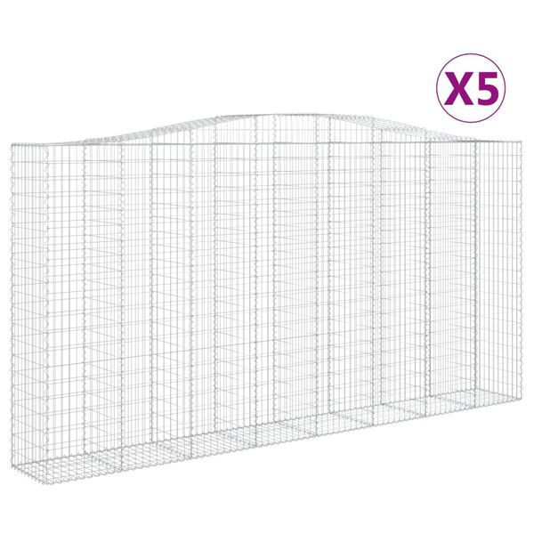 vidaXL Lučne gabionske košare 5 kom 400x50x200/220cm pocinčano željezo