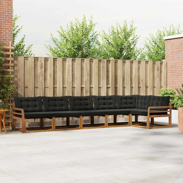 vidaXL Set vanjskih sofa s jastukom 6 pcs Prirodna i crna