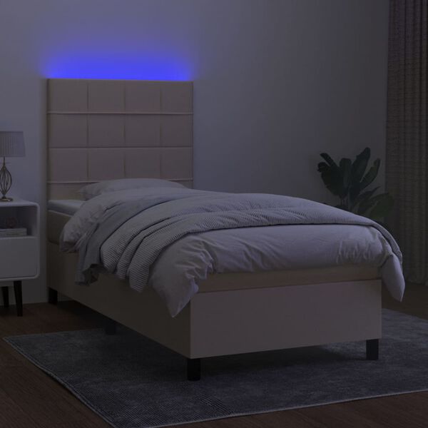 vidaXL Krevet box spring s madracem LED krem 80 x 200 cm od tkanine