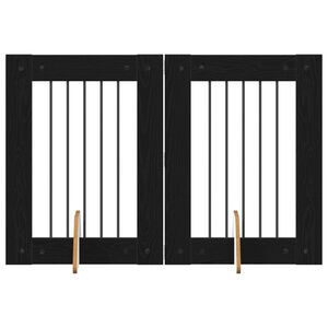 vidaXL Vrata za pse s postoljem 2 pcs Crni hrast 60 x 80 cm