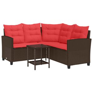 vidaXL Set vanjskih sofa 2 kom. 5-Broj sjedala Smeđa i crvena