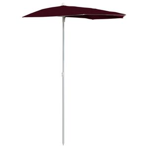 vidaXL Vrtni polukružni suncobran sa stupom 180 x 90 cm bordo