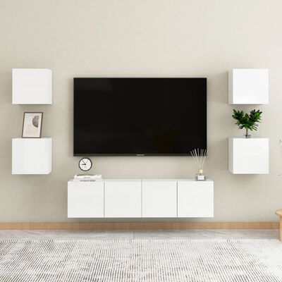 vidaXL 6-dijelni set TV ormarića visoki sjaj bijeli od iverice