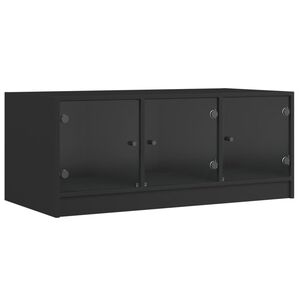vidaXL Stolić za kavu sa staklenim vratima crni 102 x 50 x 42 cm