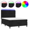 vidaXL Krevet box spring s madracem LED crni 140x200 cm bar&scaron;un