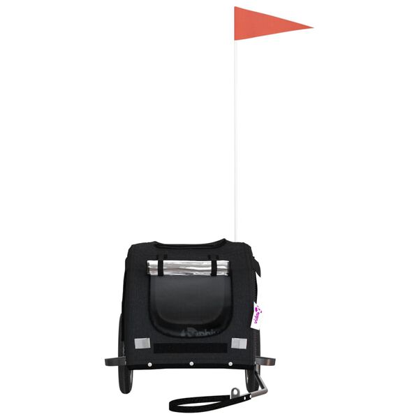 vidaXL Prikolica za bicikl za ljubimce crna od tkanine i željeza