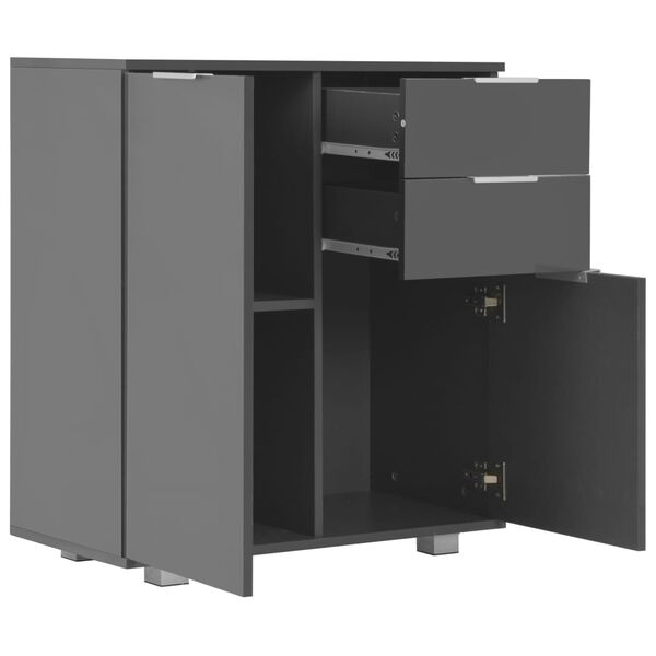 vidaXL Komoda visoki sjaj siva 71x35x80 cm od konstruiranog drva