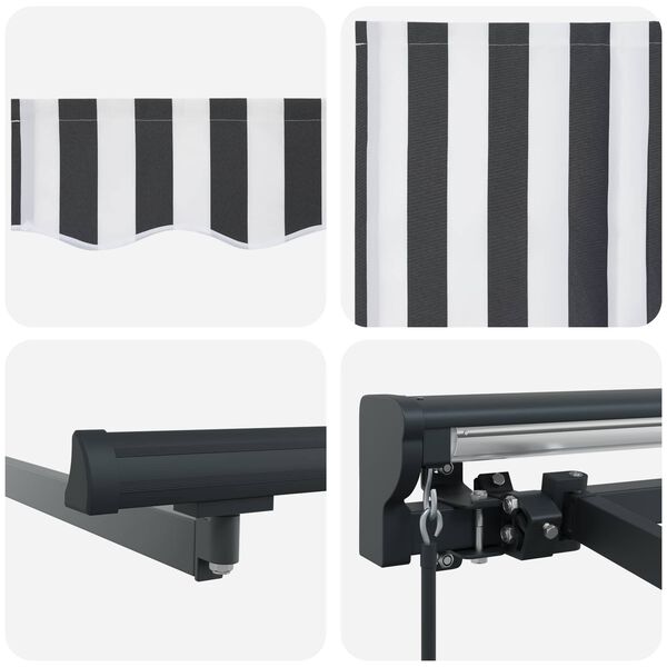 vidaXL Skrovita tenda Antracit i bijelo 400 &times; 300 cm Poliester i metal