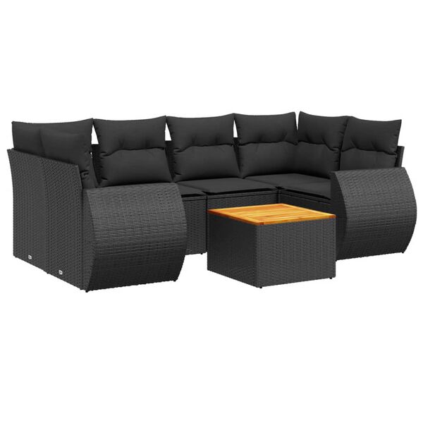 vidaXL 7-dijelni set vrtnih sofa od poliratana s jastucima crni