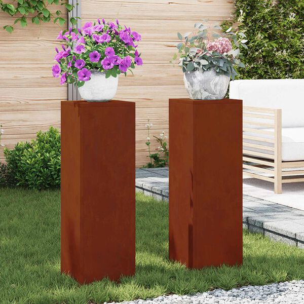 vidaXL Stalak za biljke 2 pcs Rđa 24 x 24 x 75 cm