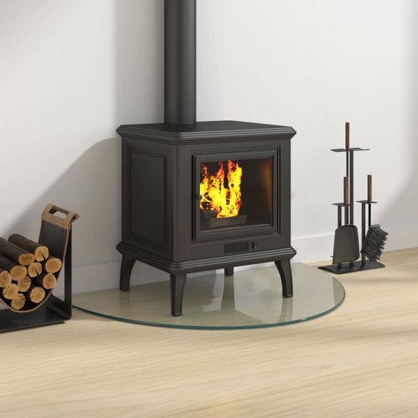 vidaXL Staklena ploča za kamin polukružna 800 x 500 mm