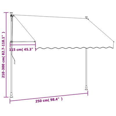 vidaXL Tenda na uvlačenje krem 250 x 150 cm od tkanine i čelika