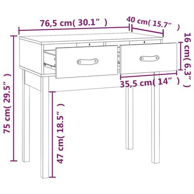 vidaXL Konzolni stol bijeli 76,5 x 40 x 75 cm od masivne borovine