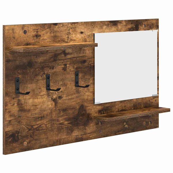 vidaXL Vje&scaron;alica za kapute na zidu Dimljeni hrast 90 x 10 x 50 cm