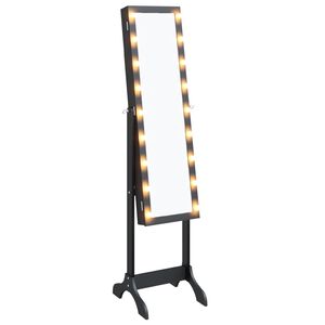 vidaXL Samostojeće ogledalo s LED svjetlima crno 34 x 37 x 146 cm