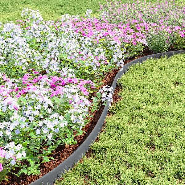 vidaXL Rubnjaci za travnjak Siva 3000 x 4 x 5 cm Plastika