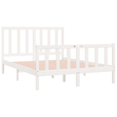 vidaXL Okvir za krevet od masivnog drva bijeli 140 x 190 cm