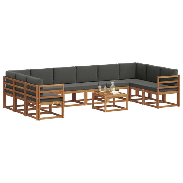 vidaXL Set vanjskih sofa s jastukom 11 pcs Prirodna i antracit